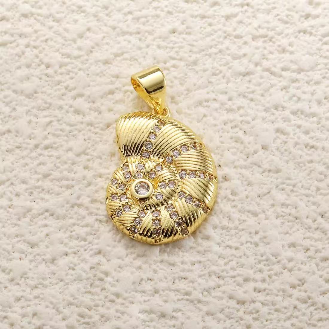 Ocean shell starfish conchar charm style 16, real gold plated copper pendant for DIY jewelry making