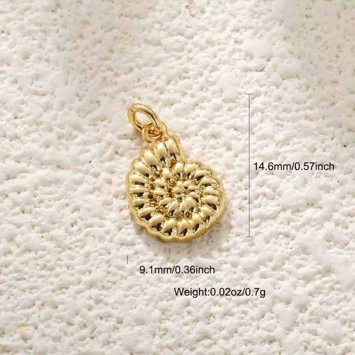 Ocean shell starfish conchar charm style 6, real gold plated copper pendant for DIY jewelry making