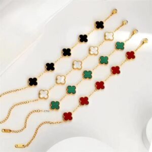 18K gold lucky four leaf clover bracelet, double sided mother of pearl, trendy fashion women jewelry