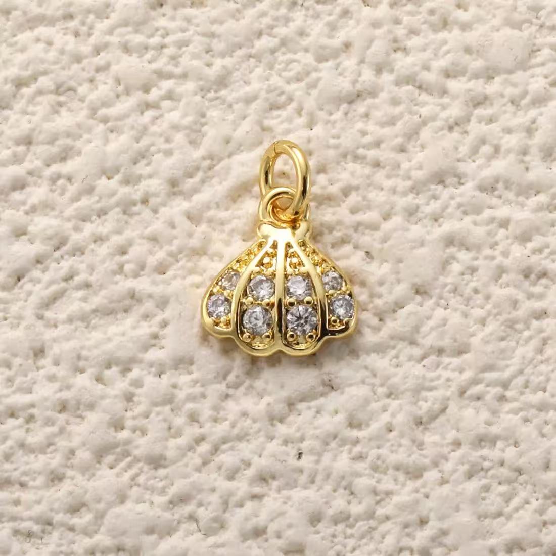Ocean shell starfish conchar charm style 18, real gold plated copper pendant for DIY jewelry making