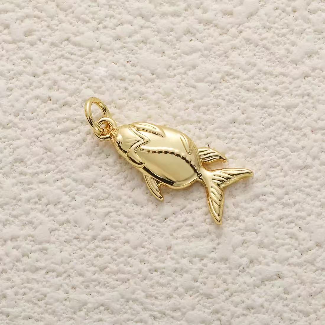 Ocean shell starfish conchar charm style 24, real gold plated copper pendant for DIY jewelry making
