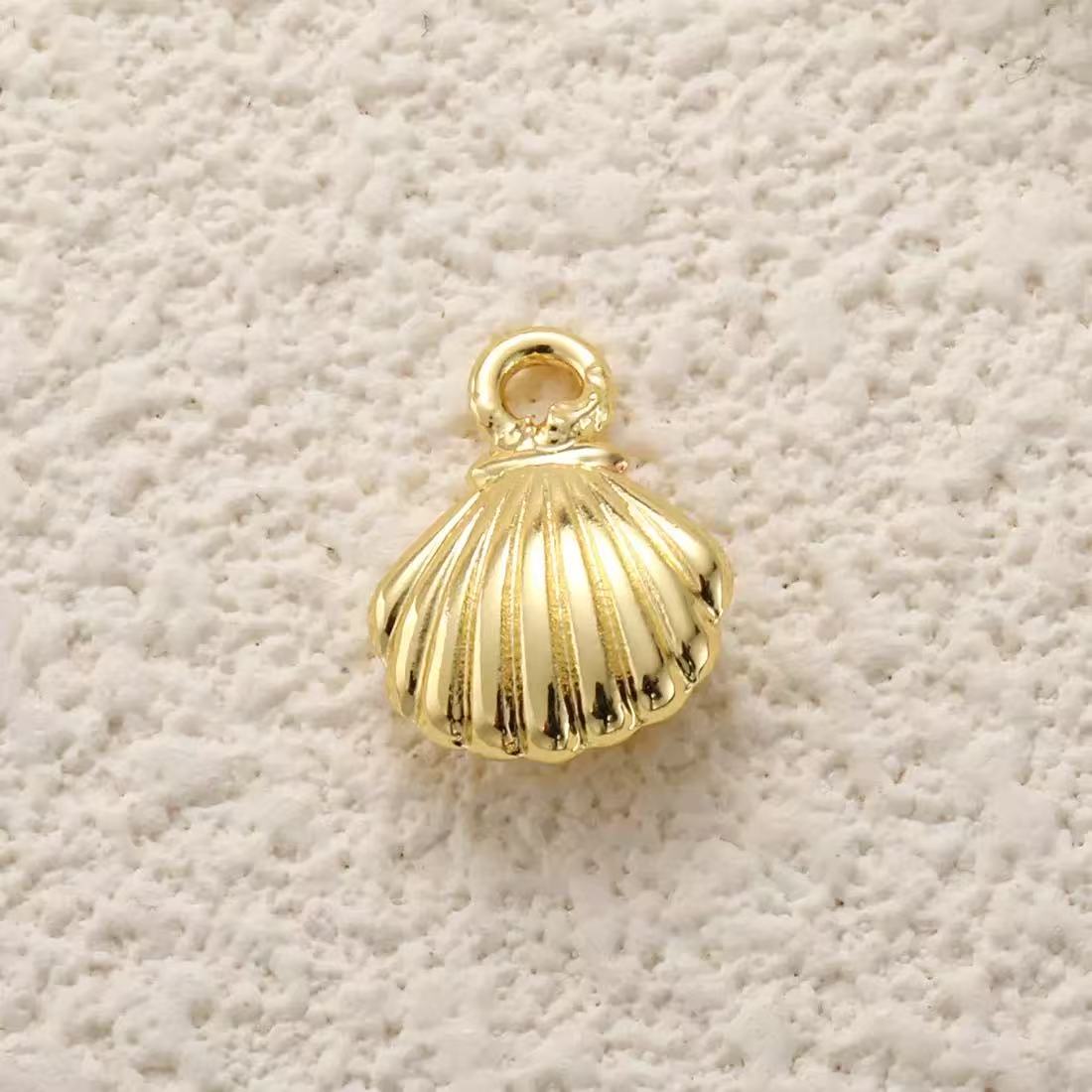 Ocean shell starfish conchar charm style 21, real gold plated copper pendant for DIY jewelry making