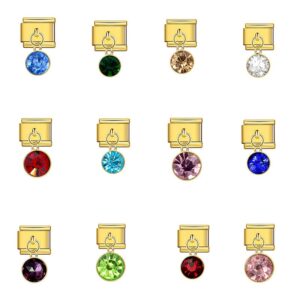 Gold Twelve Star Stone Italian Modular Charms, DIY Modular Bracelet Accessories, Jewelry Wholesale