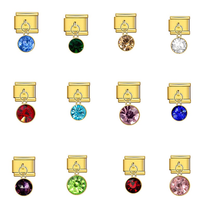 Twelve star stone Italian modular charms, DIY modular bracelet jewelry accessories