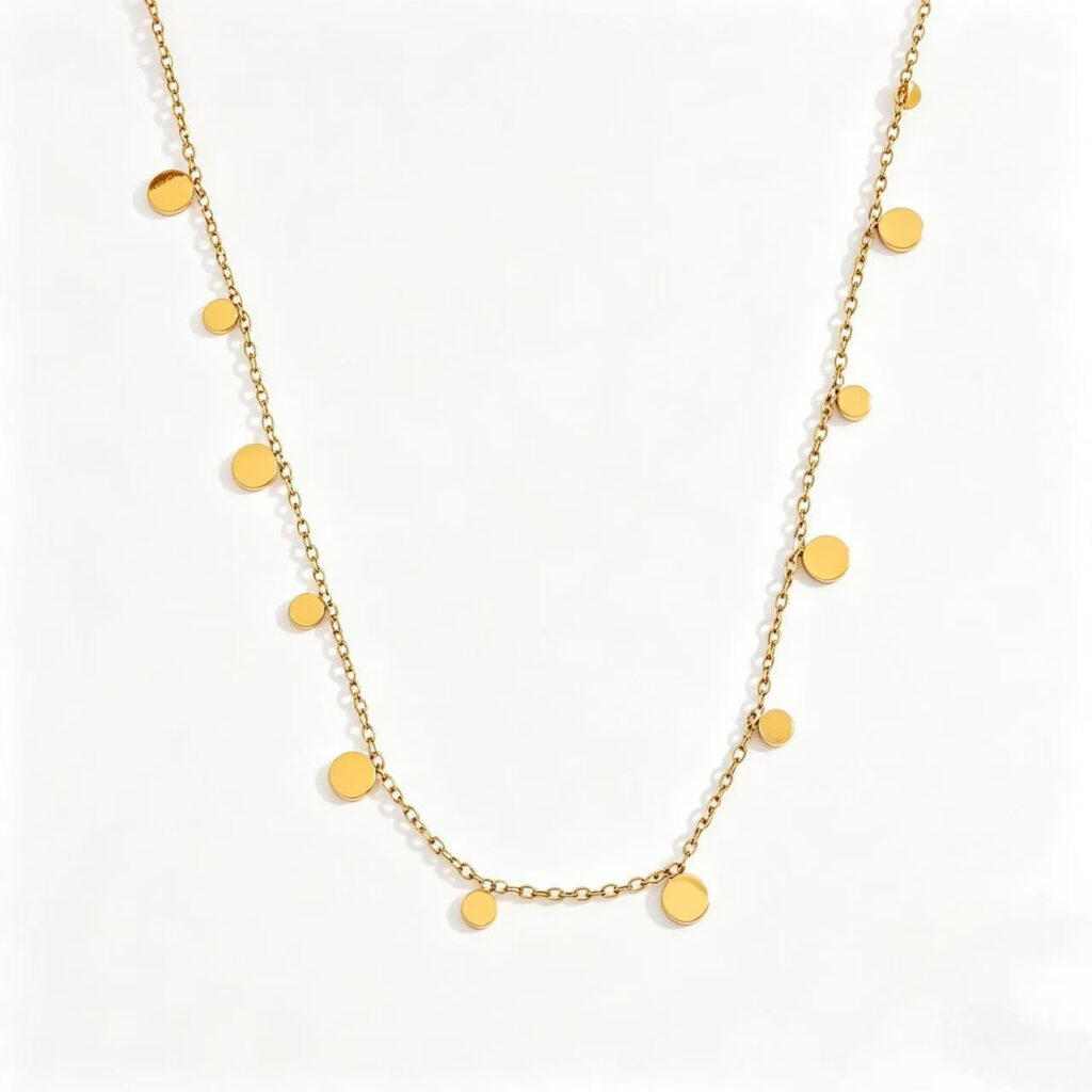 Stainless Steel Disc Necklace, Water Resistant No Fade Minimalist Clavicle Chain