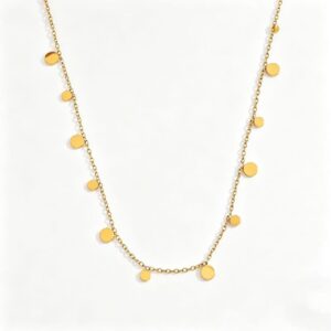 Stainless steel minimalist disc necklace, water resistant & no fade, 3 styles: round disc, oval, rectangle, dainty clavicle chain