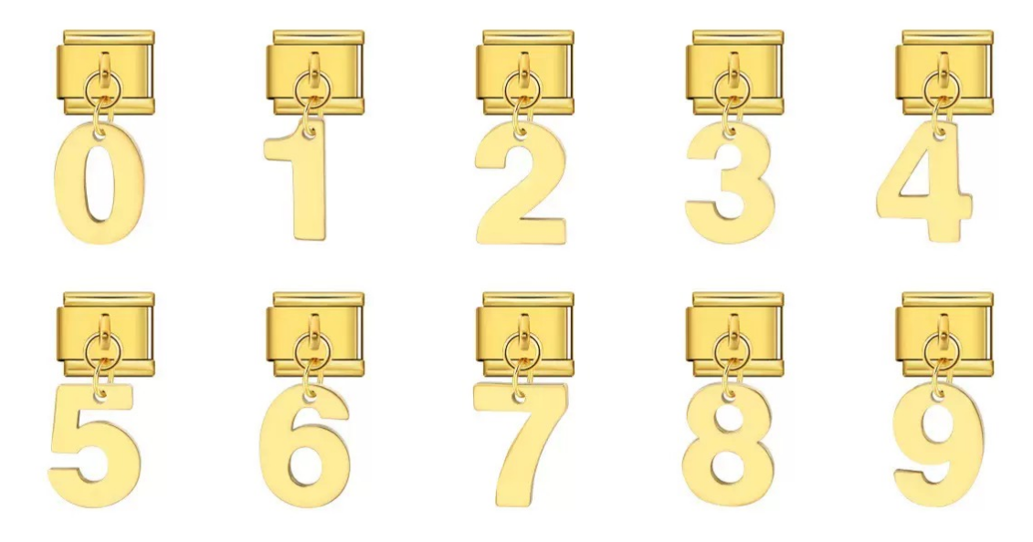 Genuine gold plated stainless steel number charms for DIY modular bracelets