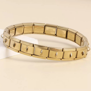 Gold detachable modular bracelet with hook, 18‑links stainless steel DIY jewelry