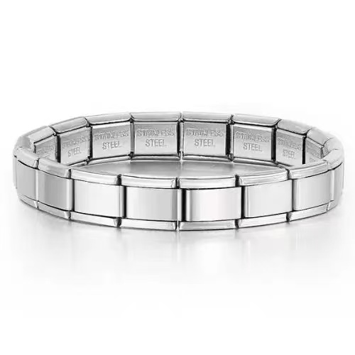 Italian detachable modular bracelet with 18 links, silver finish