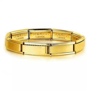 Gold Italian detachable modular bracelet, 9‑link stainless steel DIY jewelry
