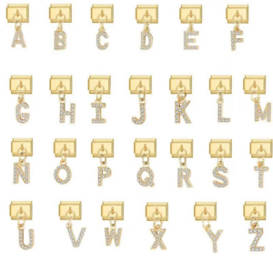 A-Z Paved Crystal Letter Charms for Modular Bracelet